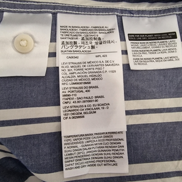 Levi's Blue & White Striped Short Sleeve Collared Shirt Size XL - Picture 8 of 11
